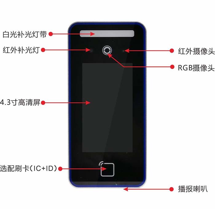 4.3寸人臉識(shí)別門禁一體機(jī)款